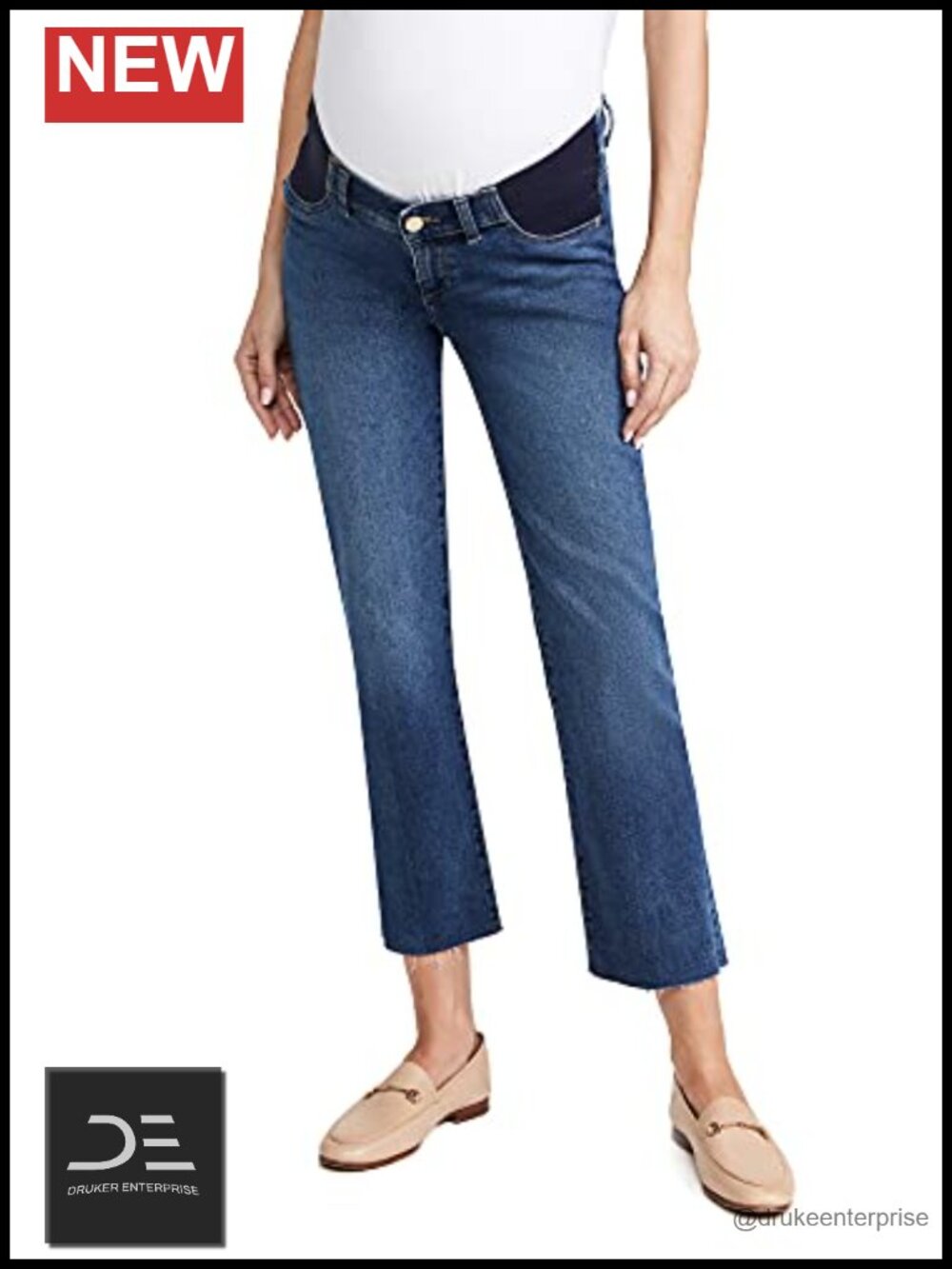 Straight Maternity Ankle Jeans Low Rise Stretchable Denim